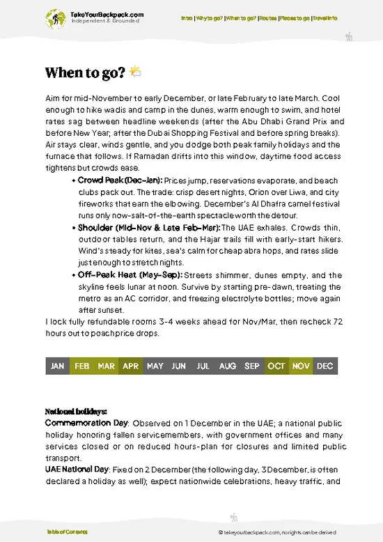 example page 3 from our offline Travel Guide for United Arab Emirates